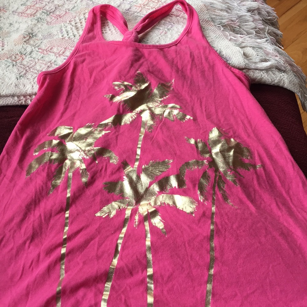 Girls tank top with gold palm trees